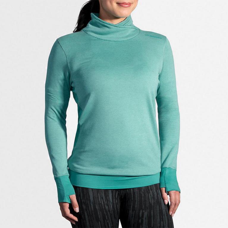 Brooks Notch Thermal Mujer Camisetas Manga Larga - Verdes (7963LJZGM)